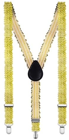 Aomig Hosenträger für Herren, Pailletten Hosenträger Herren Extra Breit 2,5 Cm mit Sehr 3 Metall Clips, Einstellbar und Elastisch Einheitsgröße Hosenträger für Männer und Damen(Goldene Pailletten