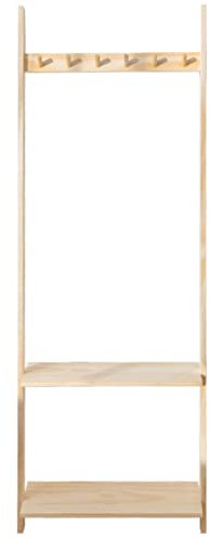 Towel Ladder Bamboo, Handmade From Natural Bamboo, Wall Ladder Frame with 5 Hooks and 2 Shelves, Solid Wood Towel Rack, Bathroom Ladder