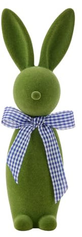 Aunaeyw Mint beflockte Osterhase Figur Beflockung Kaninchen Figuren weich stehend Kaninchen Kunst Handwerk Harz Osterhase Home Decor Indoor für Kinderzimmer, grün, 23.5cm