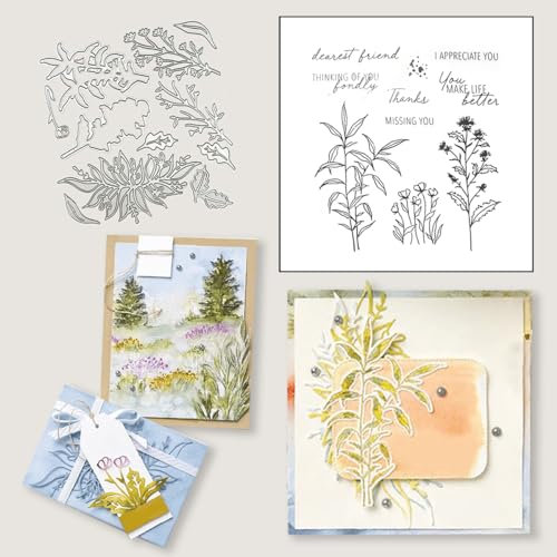2024 Neue Metall Schneiden Sterben Und Stempel Set Blumenmuster Für DIY Geburtstage Scrapbooking Kunst Handwerk Glückwunschkarte (T6944-Stempel und Stanzformen Set)