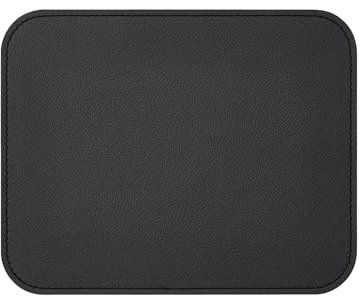 eglooh - Oceano - Tapis de Souris en Vrai Cuir Noir cm 25x20 - Tapis Souris pour Bureau avec Coutures Artisanales et Angles Ronds - Made in Italy