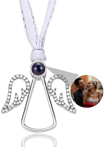 Personalised Snowflake Projection Ornament for Christmas Tree, Christmas Ornament with Picture Inside, Custom Angel Shape Picture Ornaments Dog Paw Memorial Hanging Ornament for Family/Couple/Friend