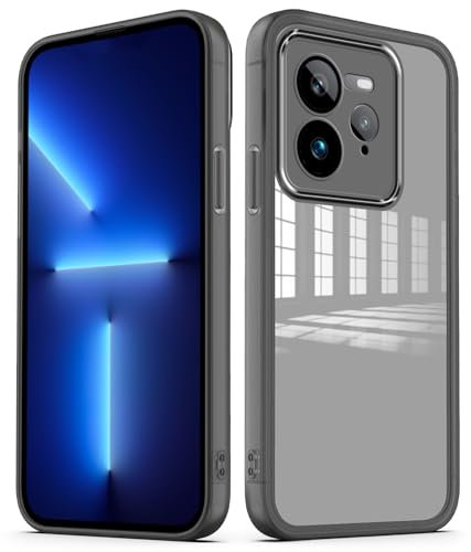 YUXING Funda para Realme GT 7 Pro Carcasa Transparente con Película Protectora de Lente Ultra Delgado Antichoque Bumper Slim Case - Negro