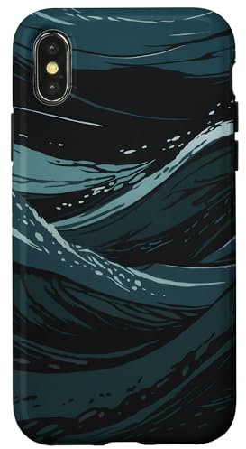 iPhone X/XS Blue Abstract Ocean Wave and Underwater Art Case