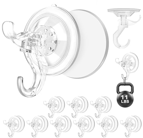 Aetubree 10-Pack Saugnapf Haken Ohne Bohren, Saughaken Extra Stark, max 5 kg|Saughaken Wiederverwendbar Saugnäpfe mit Haken für Fenster Bad Badezimmer Glasplatten Küche, 7 cm Durchmesser, Transparent
