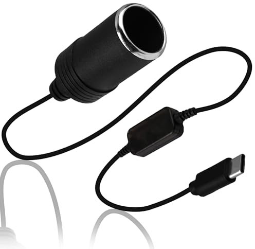 Spina USB C su presa accendisigari da 12 V, adattatore con display a LED e interruttore, tensione regolabile 5 V, 9 V, 12 V, 15 V, 20 V, USB C, adattatore per accendisigari, per GPS, dashcam