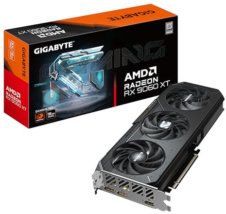 Gigabyte Radeon RX 9060 XT Gaming 16G Carte Graphique - 16GB GDDR6, 128bit, PCI-E 5.0, 3230 MHz Fréquence du cœur, 2 x DisplayPort, 1 x HDMI, GV-R9060XTGAMING-16GD
