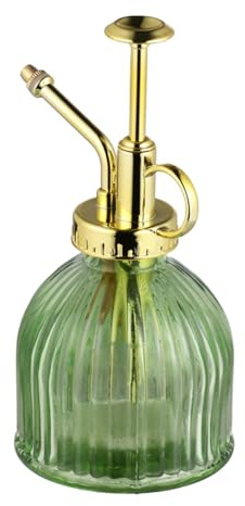 Hemobllo Brumisateur à Pompe en Verre Transparent pour Jardinage Floral, Arrosoir Rétro Vert Grosse Capacité, pour Plantes Succulentes en Intérieur et Extérieur