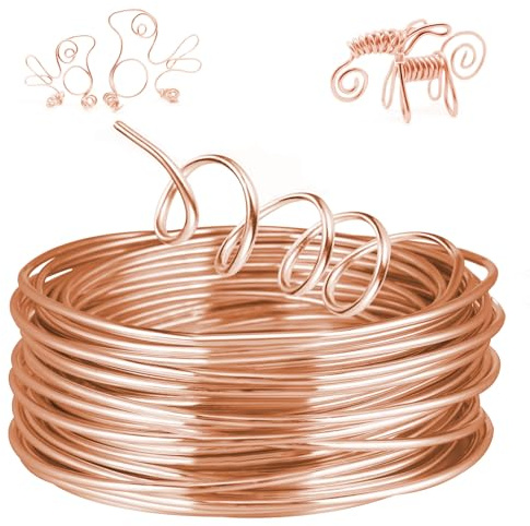 AUAUY 9 Gauge Aluminum Craft Wire, 3mm 50 Feet Bendable Aluminum Wire for Crafts, Crafting Metal Wire for Jewelry Making, Wreath Making, Sculpting, Modelling-Rose Gold