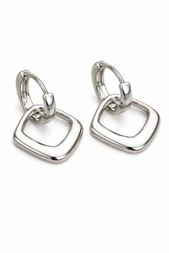 Lundholm Ohrringe Damen Silber – Premium Edelstahl Ohrstecker im skandinavischen Design – Zeitlose Statement Earrings – Wasserfeste hypoallergene Jewellery – Eleganter Stil, my Favorit als Geschenk