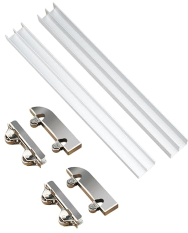 Guías para puertas correderas, Puerta corredera de doble carril con polea for vitrina cristal 3-5 mm, 20-200 cm(100cm)
