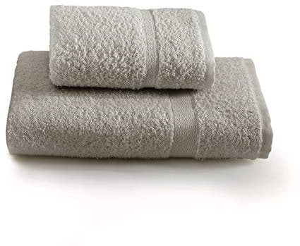 Gabel Set Asciugamano con Ospite, Tinta Unita, 100% Cotone, Grigio, 100 x 60 cm