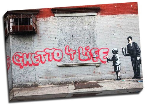 Banksy New York Better Out Than In Ghetto 4 Life Graffiti Leinwanddruck, gerahmt, 50,8 x 76,2 cm, A1