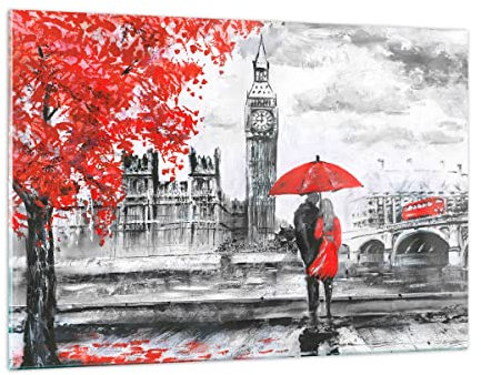ARTTOR Wandbilder Dekoration Wohnzimmer London Architektur big ben Bilder auf Glas 120x80cm Glasbild Schlafzimmer Küche Deko Wand Kunstdruck Art Groß XXL Wanddeko Bild im Glas Modern GAA120x80-3153