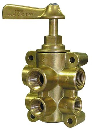 GROCO 6-Port NPT Bronze Fuel Valve 1/2 Main - 3/8 Return