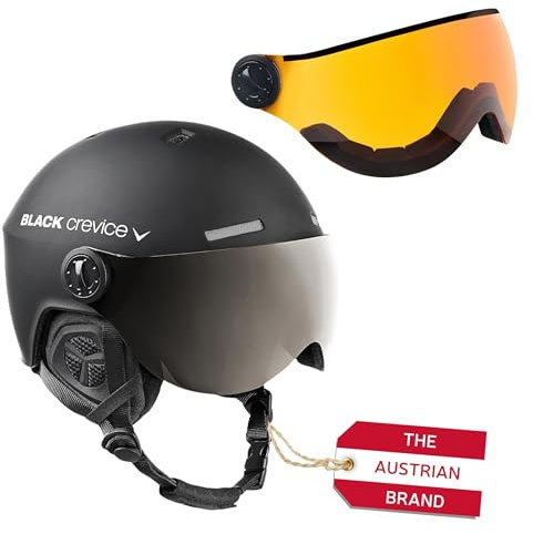 Black Crevice Skihelm Arlberg mit 2 Visier, matt schwarz/grau, S/M (54-57)