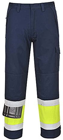Portwest MV26 Modaflame Work Hi-Vis Multi-Norm FR Trousers Flame Resistant | Yellow/Navy, Small, EN 61482-1-2 Class 1, EN ISO 20471 Class 1, EN ISO 11612, Straight Fit, Two Back Patch Pockets, Durable