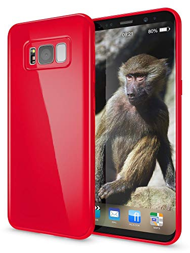 NALIA Handyhülle kompatibel mit Samsung Galaxy S8, Jelly Case Schutzhülle Ultra-Slim Silikon Back-Cover, Dünne Gummi Hülle Handy-Tasche Schale, Smart-Phone Bumper Skin Etui, Farbe:Rot
