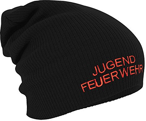 Fan-O-Menal Textilien Longbeanie Slouch-Beanie Mütze Jugend Feuerwehr 51130 Farbe schwarz