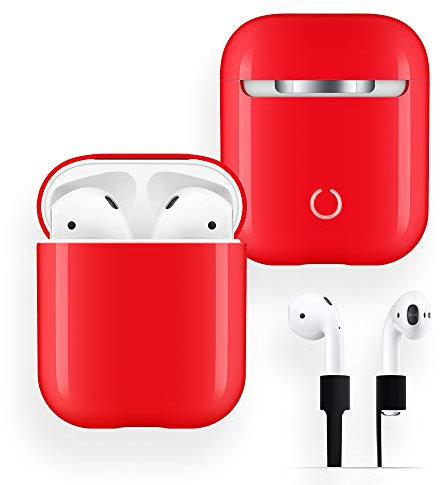AirPods Case Protective, FRTMA Hard PC [No Collect Dust] Cover and Case for Apple AirPods with Anti-Lost Strap for AirPods Accessories (Red)