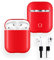 Case Protective, FRTMA Hard PC [No Collect Dust] Cover and Case compatible with Apple AirPods with Anti-Lost Strap for AirPods Accessories (Red)