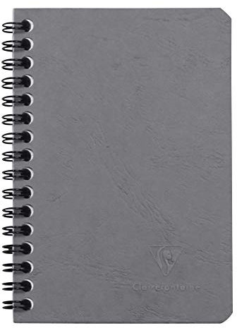 Clairefontaine 785925C Agebag Spiralbuch (9,5 x 14 cm, 50 Blatt, kariert, Doppelspiralbindung, praktisch für unterwegs, robust und belastbar) 1 Stück grau