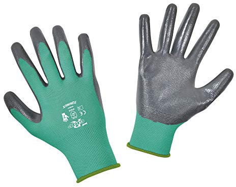 Ribimex RI-PRGAN07JA Guanti da Giardinaggio Taglia 7, Grigio/Verde