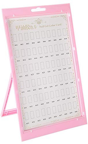 Nail Color Chart Display Board, Nail Color Gel Nail Polish Display Card, Salon Nail Art color Chart Display Booklet, Nail Practice Manicure Tool(Pink)