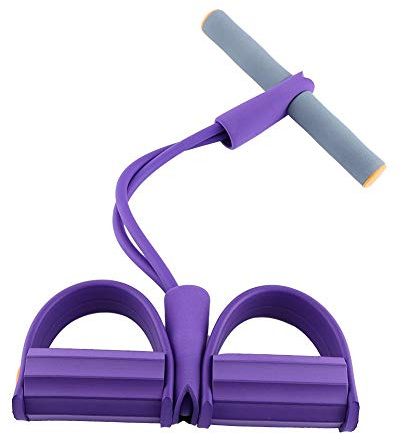 VOANZO Bauchmuskeltrainer Fitness Rally Pedal Puller Sit-Up Trainer Latex Zugseil Fitnessgerät Bauchtrainer Sport Vierbein Seil (lila)