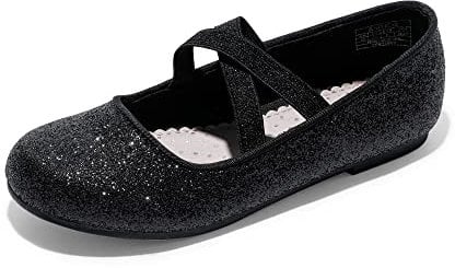 DREAM PAIRS Girl's Ballet Flat Kids Mary Jane Flower Dress Shoes for Wedding Party,Size 13 Little Kid,Black,Angie-2