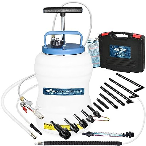 FIRSTINFO A1138HN | 10,5 L Manuelle ATF Befüllpumpe | Getriebeöl-Füllgerät mit 14 Taiwan-ATF Adaptern für Automatikgetriebe