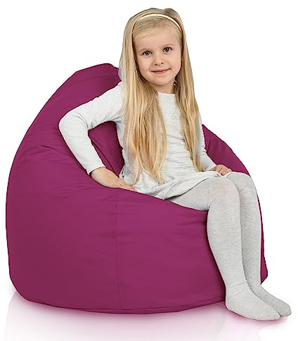 Italpouf Kindersitzsack L, Sitzkissen, Indoor & Outdoor, Sitzsack Sessel für Kinder, EPS Perlen Füllung, Abnehmbarer Bezug, Wasserdicht, Zertifiziert, Fuchsie