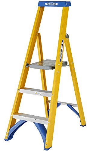 Werner Fibreglass Platform Stepladder 3 Tread