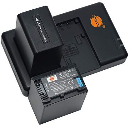 NP-FV100 (Pack of 2) Rechargeable Battery Battery and Dual Charger Compatible with Sony DCR-SR15 SR21 SR68 SR88 SX44 SX45 SX63 SX65 SX83 SX85 HDR-CX105 CX130 CX150 CX155 CX160 CX190 CX190 etc.