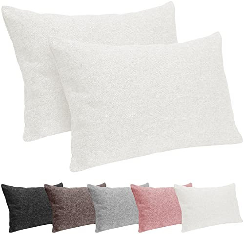 Selfitex 2er Set 40x60 cm, Sofakissen mit Füllung und Bezug, Dekokissen, Kopfkissen mit weicher Kissenfüllung, stilvolle Kissen Deko, robuster Polsterstoff, hochwertiges Couch Kissen (Beige)
