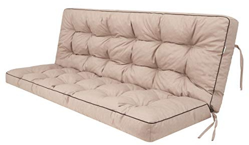 HOBBYGARDEN Bankkissen & Sitzkissen Outdoor für Gartenbank, Palettenkissen und Hollywoodschaukel – Auflage 100x49 cm Sitzfläche / 100x56 cm Rückenlehne, Beige