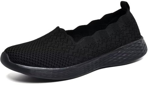 Puxowe Damen Slip On Sneaker Leichte Atmungsaktiv Sportschuhe Turnschuhe Bequem Freizeitschuhe Walking Schuhe Outdoor Fitness 36(35.5) EU All Black