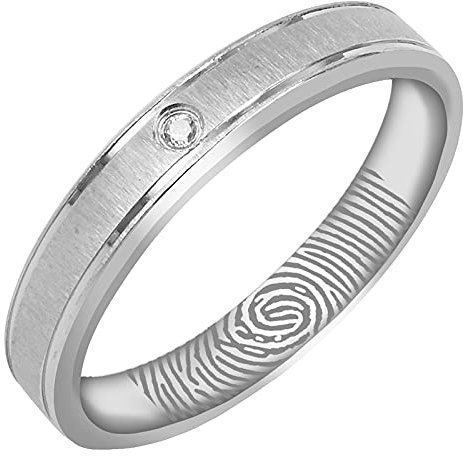 Everstone Personalisieren Fingerabdruck Gravieren Paar Ringe Eheringe, Titane Ring Hochzeit, Verlobung, Alltag, Männer Damen Partnerringe Eheringe, Größe 46 bis 77 Farbe: Platin 6MM 4MM