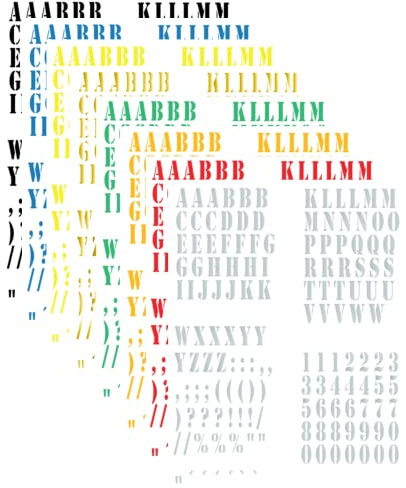 generisch Alphabet ABC Buchstaben Zahlen Aufkleber Set Klebebuchstaben 309/2 (4 cm hoch, Farbauswahl aus Farbtabelle)
