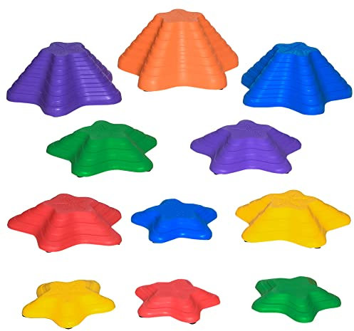 Outsunny 11-Piece Balance Stepping Stones for Kids Starfish Style Non-slip Obstacle Course Stackable Balance Blocks Garden Toys Encourage Toddler Sensory Toys Indoor Outdoor - Multicoloured
