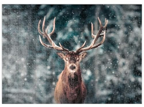 MyPuzzle Edelhirsch im Winterschneewald - Premium 500 Teile Puzzle - MyPuzzle Sonderkollektion von Puzzle Galaxy