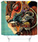 SMNVCKJ Cooler Japanischer Ukiyo-e Duschvorhang Mit Wellen, 180x180 Anime Octopus Asien Kraken Duschvorhang, 100% Polyester Wasserdicht (10,200 * 200cm)