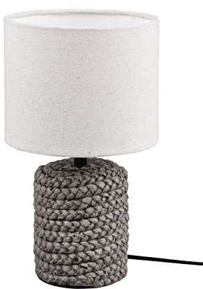 Reality Leuchten Tischleuchte Mala R50941044, Fuß Keramik braun, Stoffschirm beige, exklusiv 1x E14, Durchm. 15cm / Höhe 26cm
