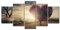 decomonkey - Impression sur Toile Campagne 150x75 5 Pièces - Tableau Décoration Appartement Déco Salon Bois arbres fleurs prairie forêt feuilles amour nature paysage plantes coeurs soleil