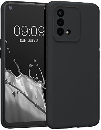 kwmobile Slim Case kompatibel mit Oppo A74 Hülle - Handyhülle aus Silikon in Schwarz matt