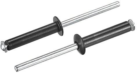 sourcing map Rivets aveugles, 5mm x 25mm Aluminium Ouvert Terminal Plat Rond Tête Rivet pour Assemblage Métal Plaque, Noir 25 Pcs