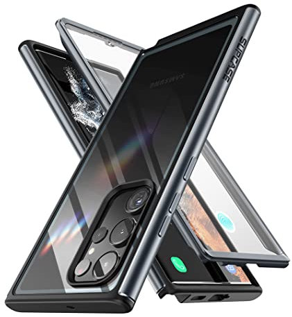 SUPCASE Edge XT Series Case for Samsung Galaxy S23 Ultra 5G (2023), Slim Frame Clear Protective Case with Built-in Screen Protector (Black)