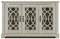 GFW Sideboard Cabinet with Shelf & Glass Doors for Living Dining Room, Engineered Wood, Dusty Grey Oak, 74.5 x 116.2 x 40cm
