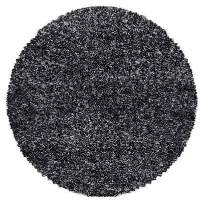 SIMPEX Runder Hochflor Teppich Ø 120 cm Anthrazit Shaggy Langflor, Meliert, Flauschig & Pflegeleicht Für Schlafzimmer, Kinderzimmer oder Leseecke