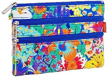 Pylones, Beutel mit 3 Reißverschlüssen – 20 x 13 x 1 cm Polyester – Blumenstrauß, blau